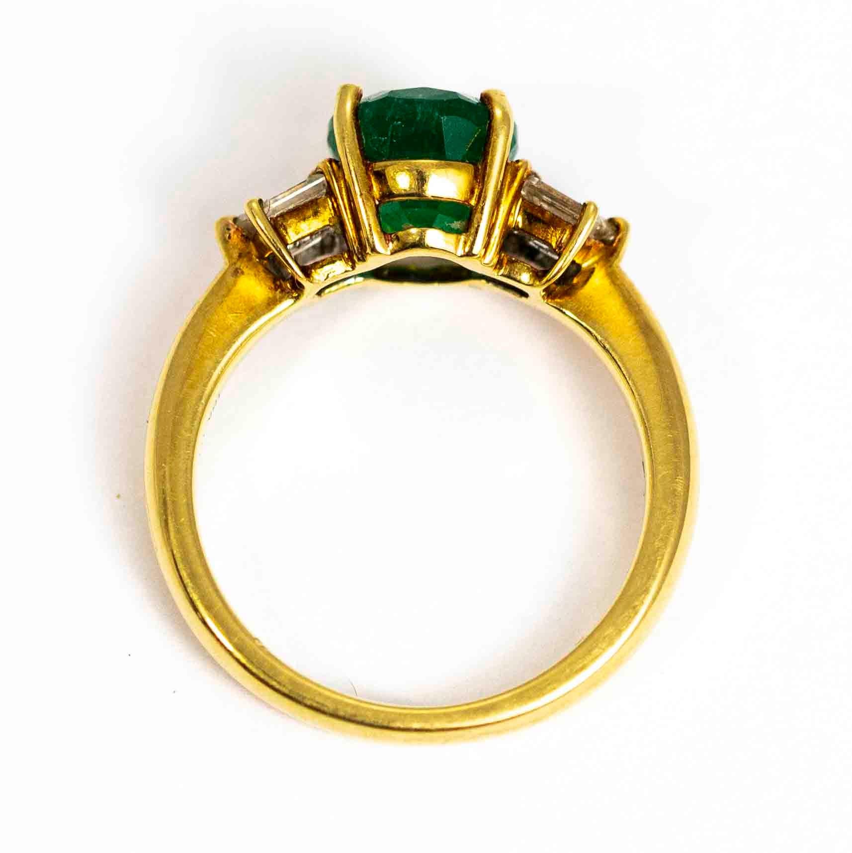 Vintage 18 Carat Gold Emerald and Diamond Ring 1