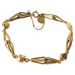 Bracelet chaîne fantaisie vintage en or 18 carats avec Saint Christophe