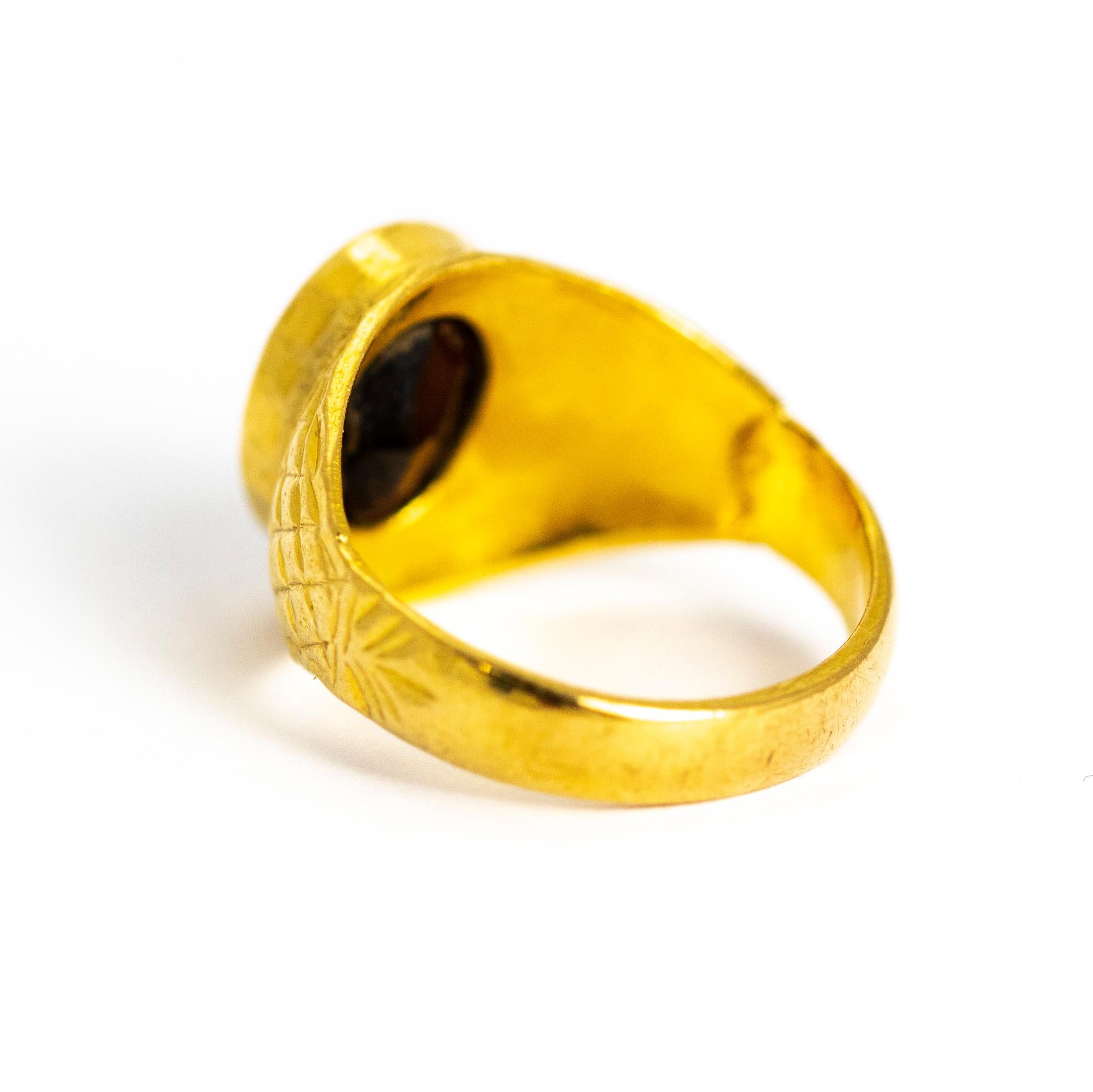 mens gold garnet signet rings