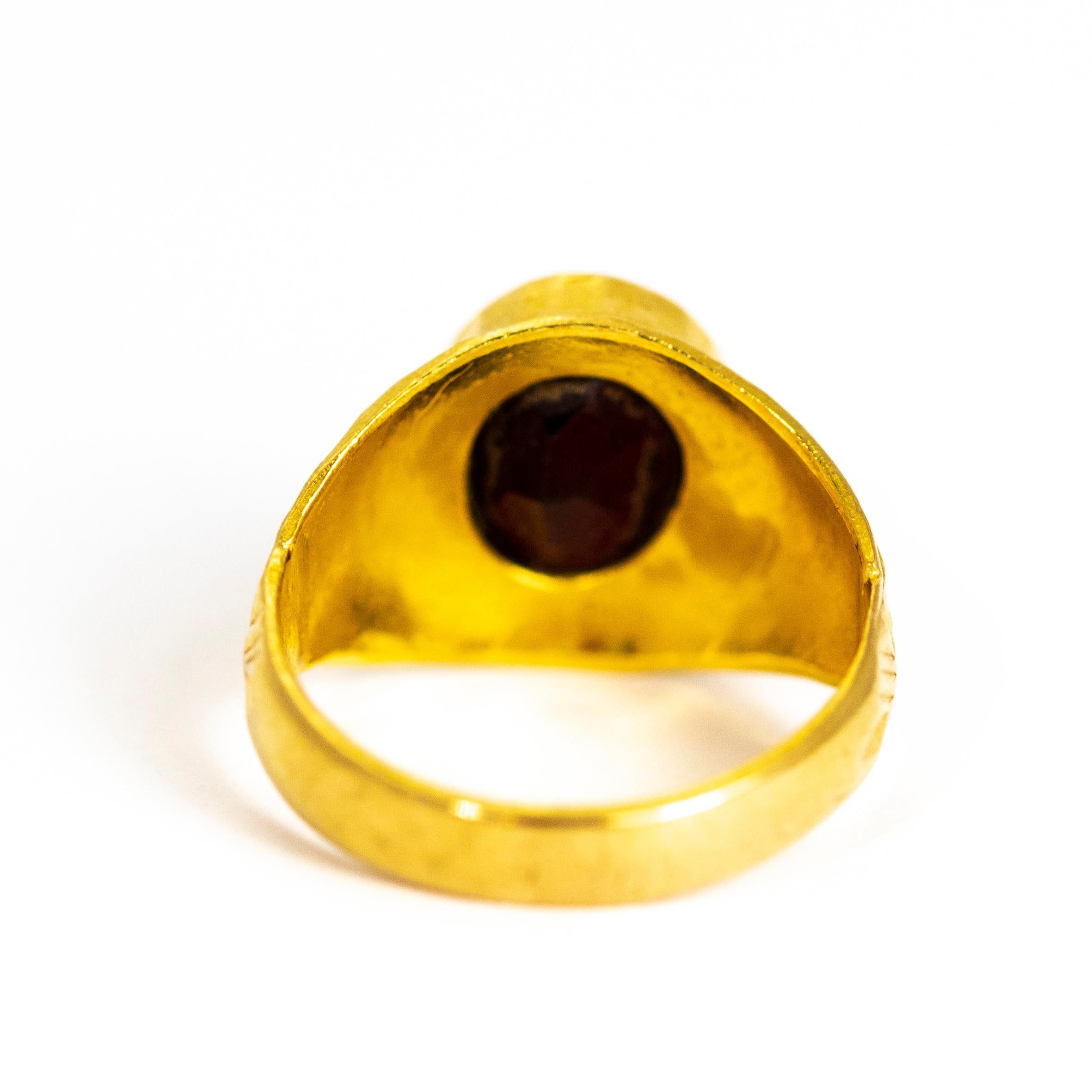 mens garnet signet ring