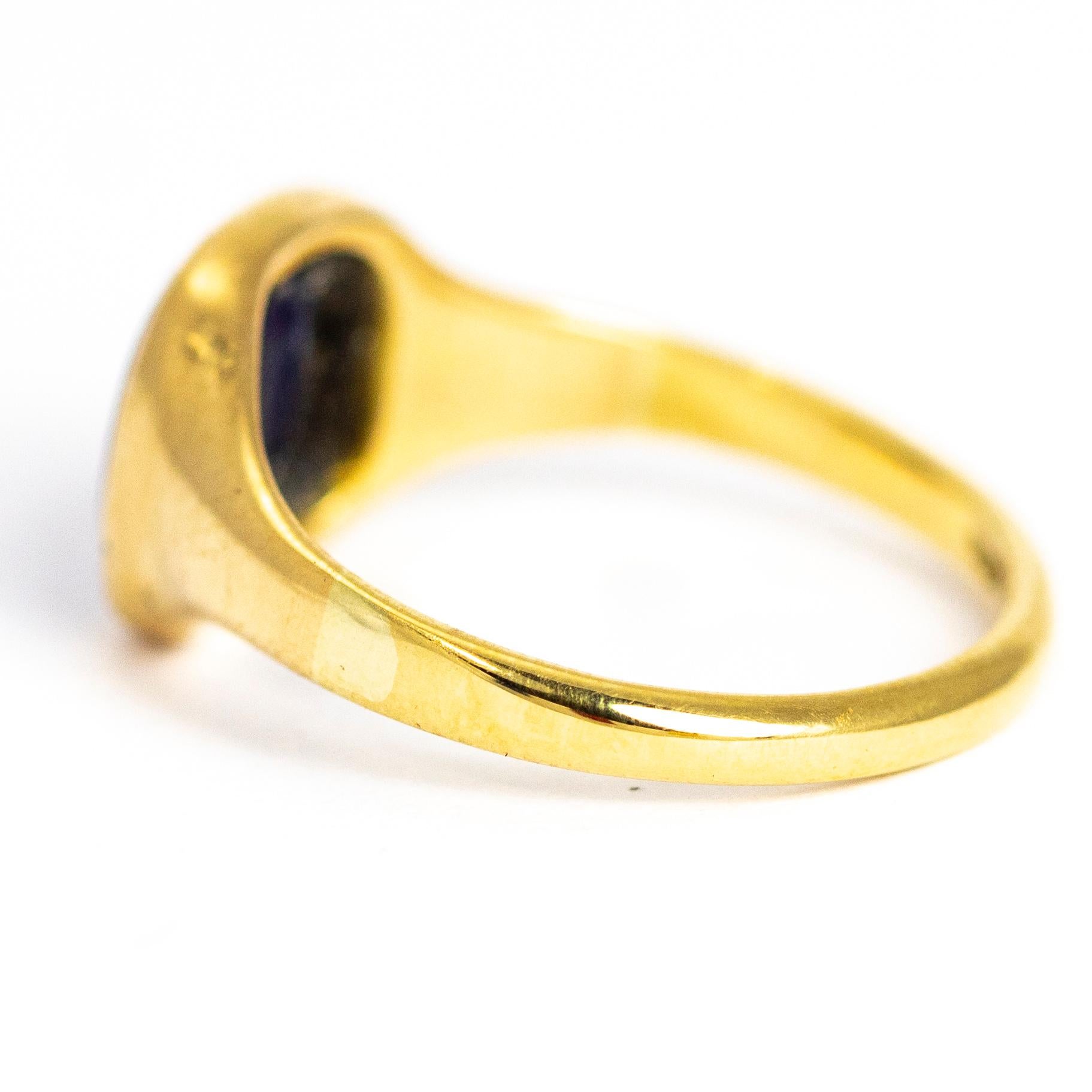 Vintage 18 Carat Gold Lapis Lazuli Signet Ring In Good Condition In Chipping Campden, GB