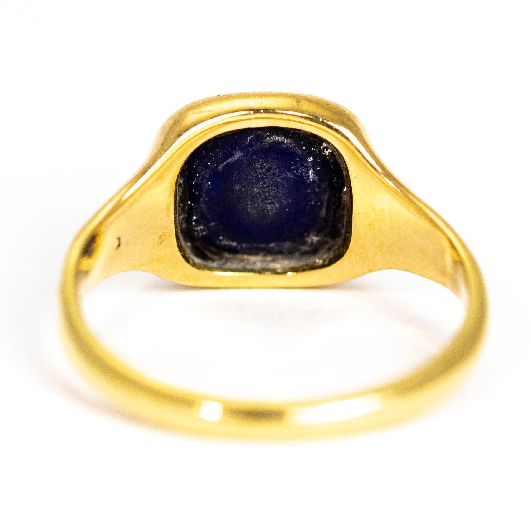 Women's or Men's Vintage 18 Carat Gold Lapis Lazuli Signet Ring