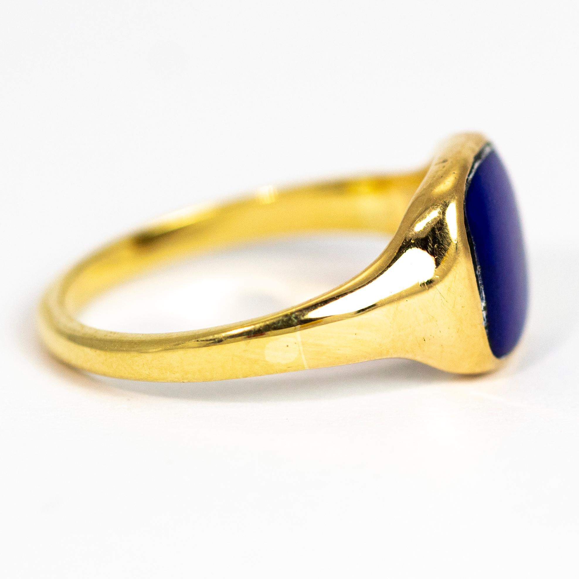Vintage 18 Carat Gold Lapis Lazuli Signet Ring 1