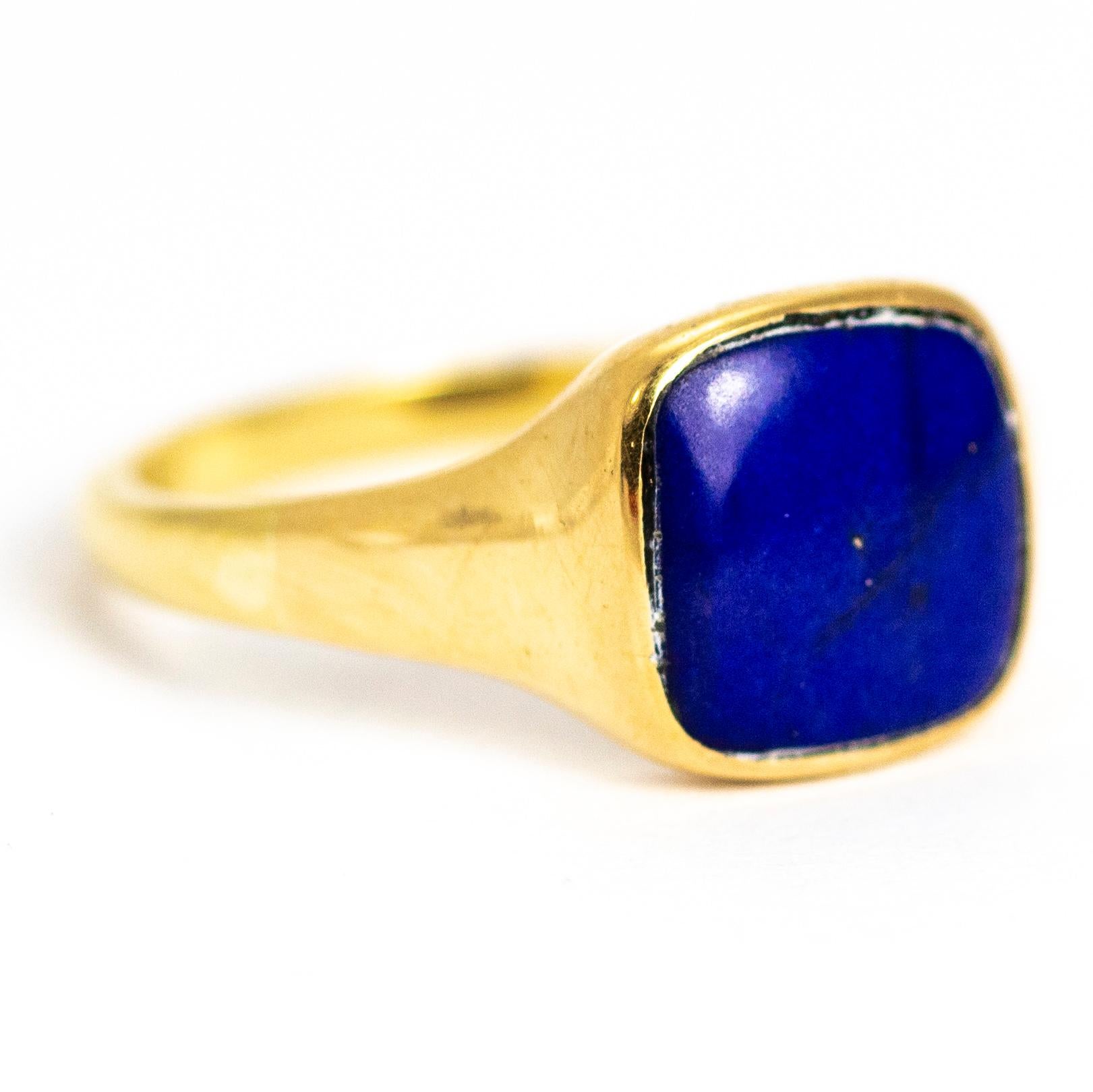 Vintage 18 Carat Gold Lapis Lazuli Signet Ring 2