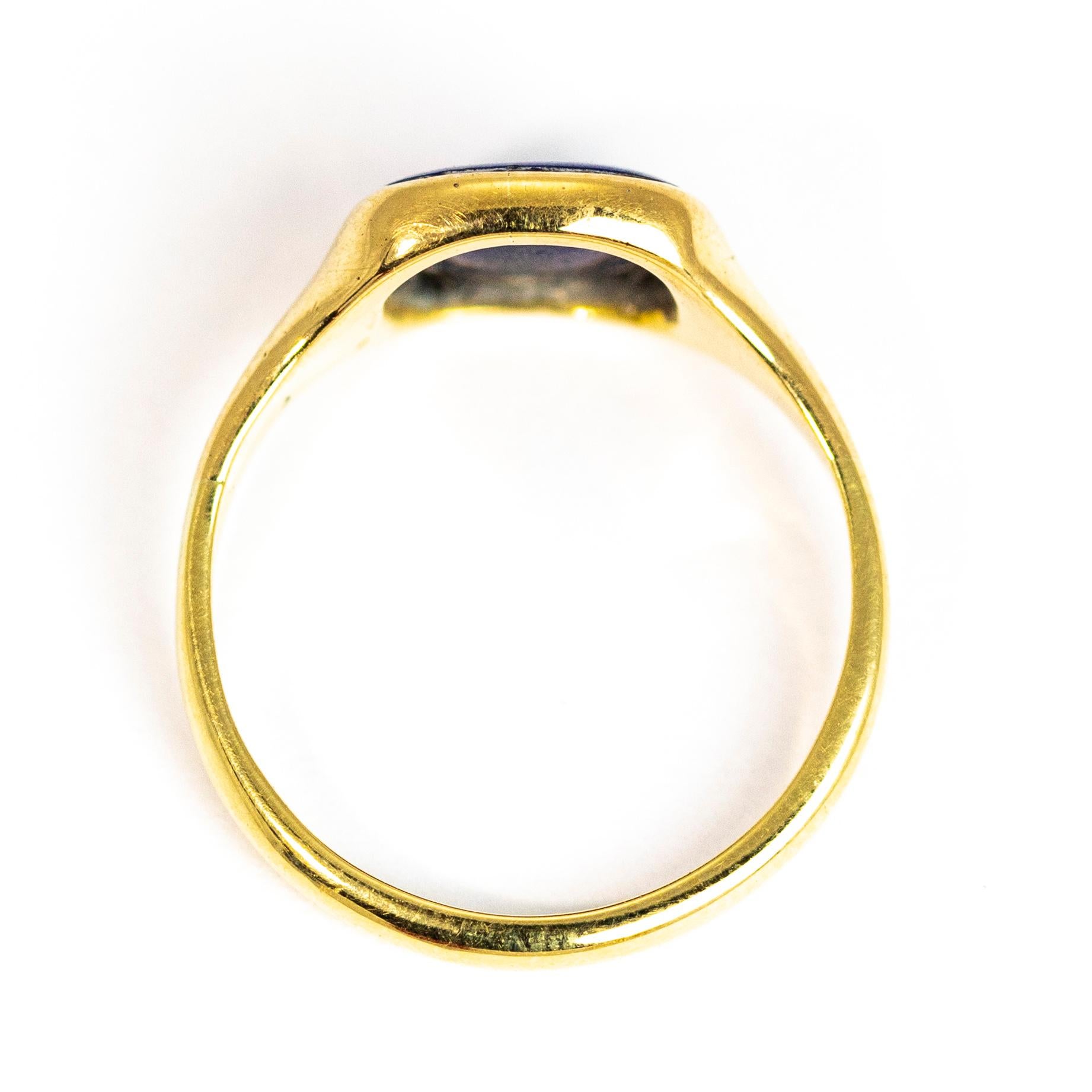 Vintage 18 Carat Gold Lapis Lazuli Signet Ring 3
