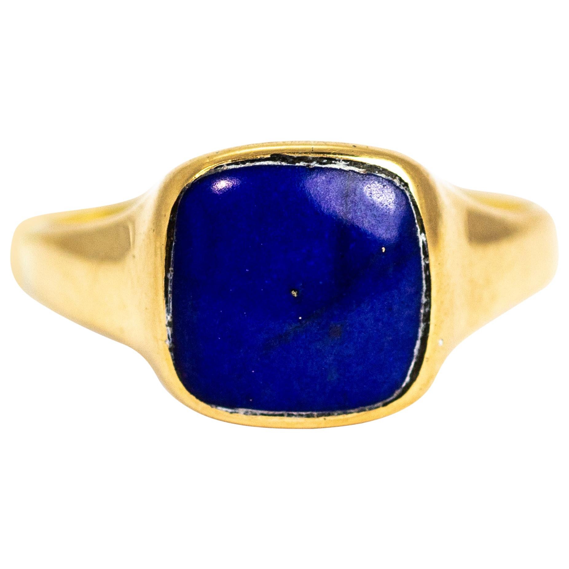 Vintage 18 Carat Gold Lapis Lazuli Signet Ring