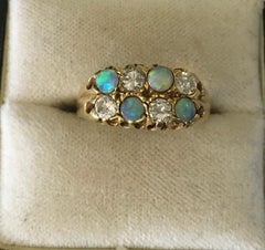 Vintage 18 Carat Gold Opal and Diamond Ring
