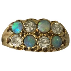 Vintage 18 Carat Gold Opal and Diamond Ring