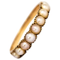 Vintage 18 Carat Gold Pearl Half Band Ring