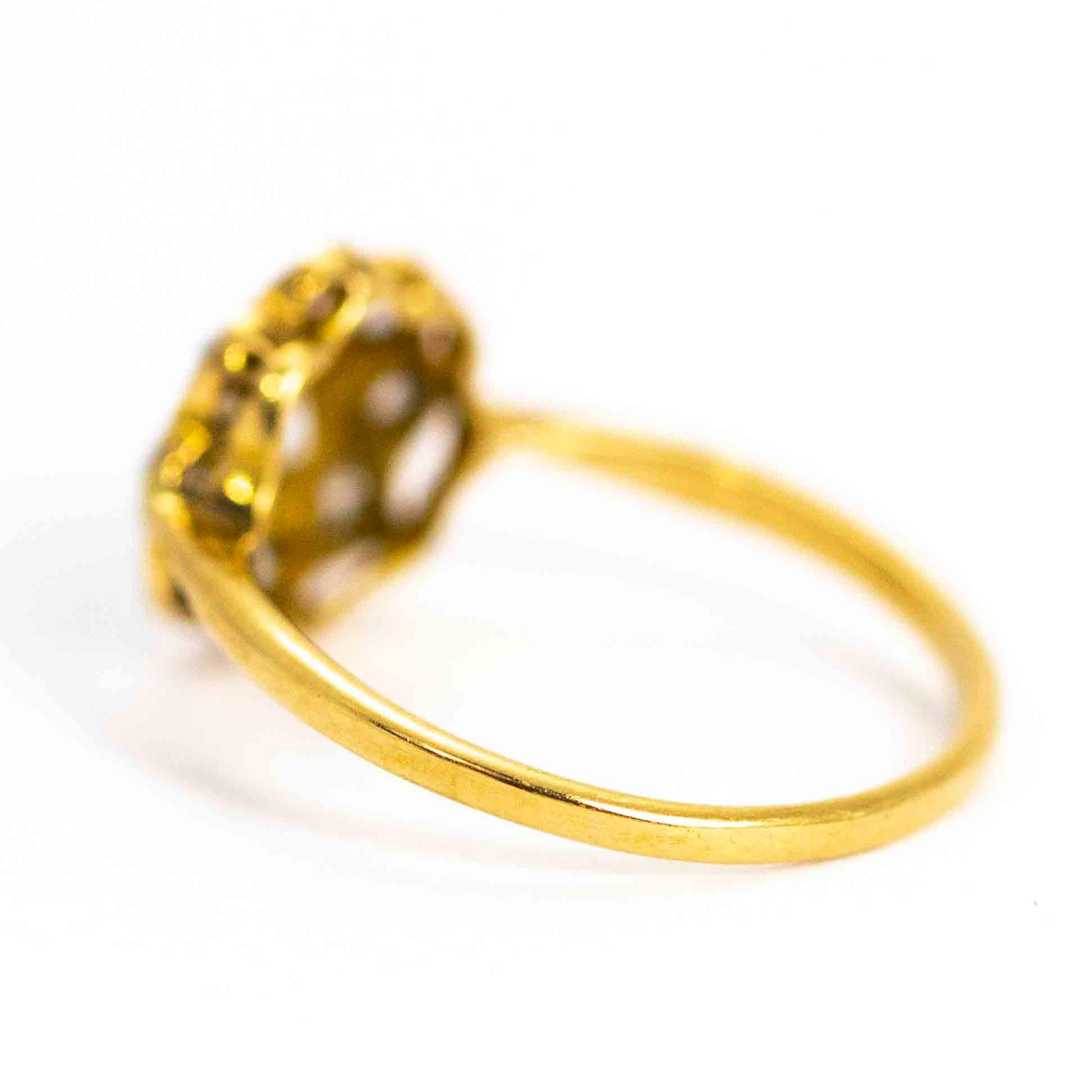Edwardian Vintage 18 Carat Gold and Platinum Diamond Cluster Ring