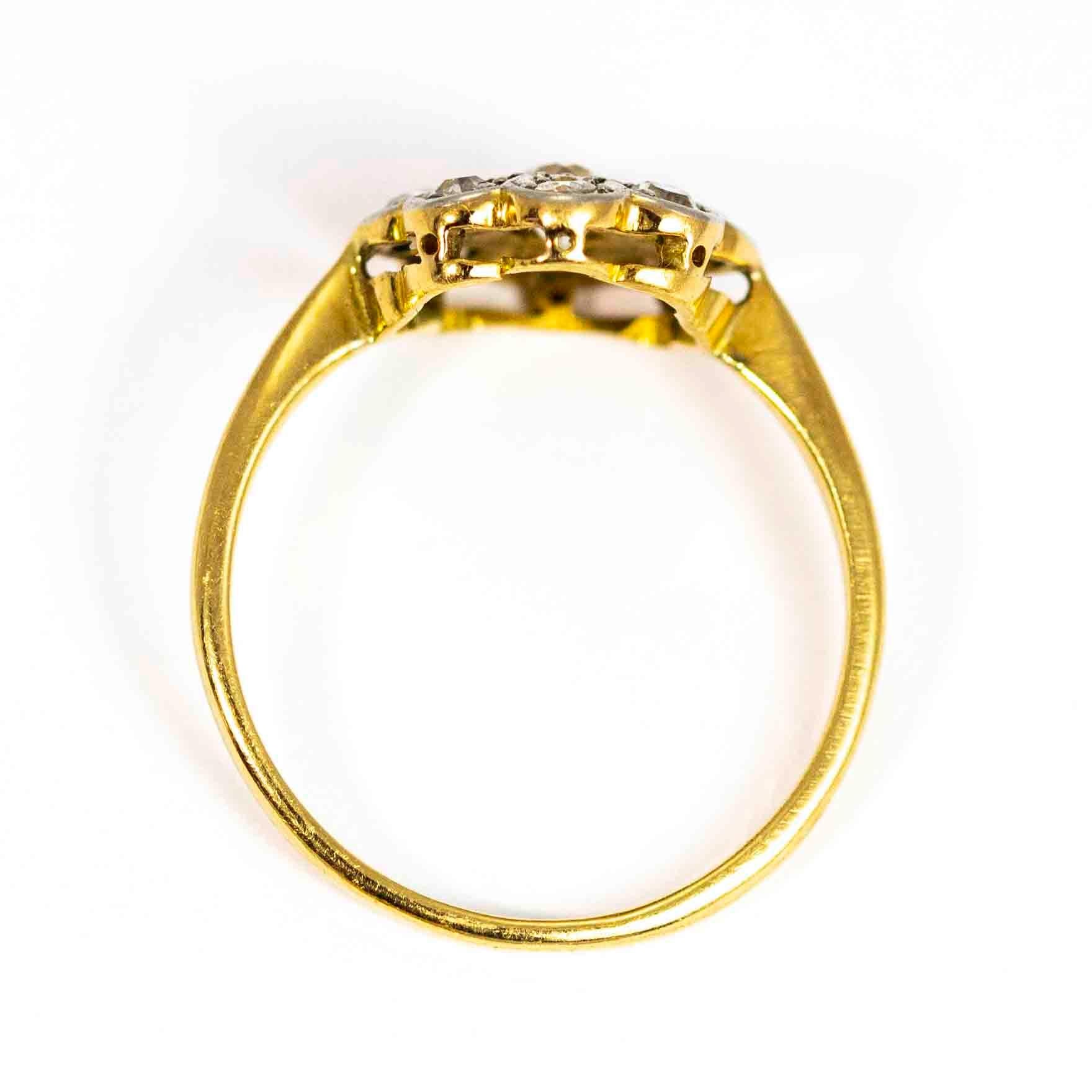 Vintage 18 Carat Gold and Platinum Diamond Cluster Ring 1