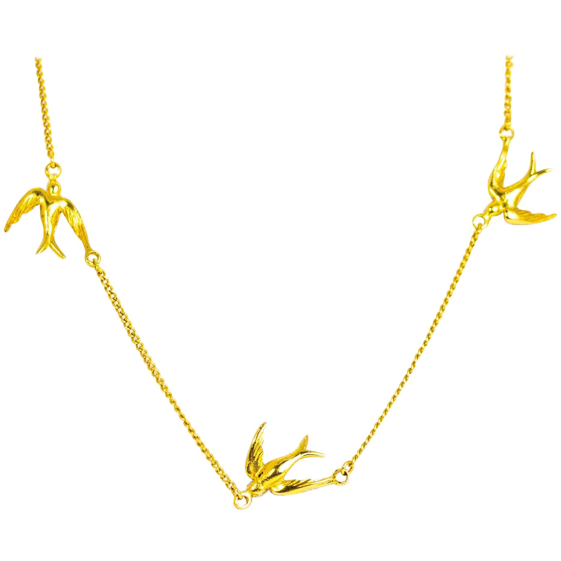 Vintage 18 Carat Gold Swallow Necklace