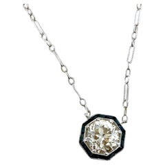 Vintage 1.8 Carat Old European Cut Diamond 
Sapphire Necklace