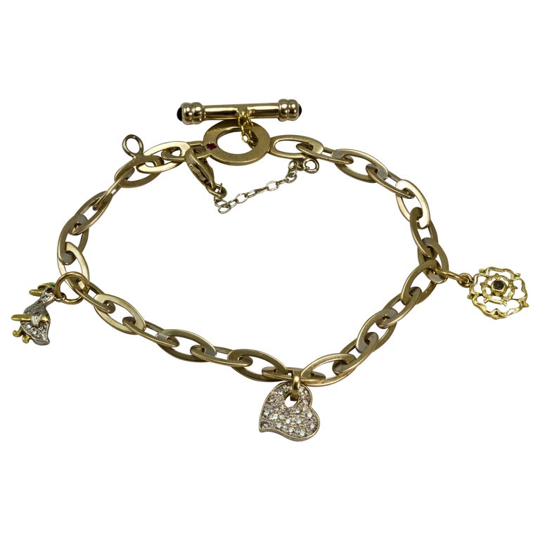 Vintage 18 Carat Roberto Coin Diamond Sapphire Enamel and Ruby Charm