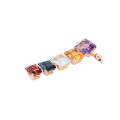 Vintage By in oro rosa 18 carati, taglio smeraldo, pietra multipla, spilla a goccia stile stendardo