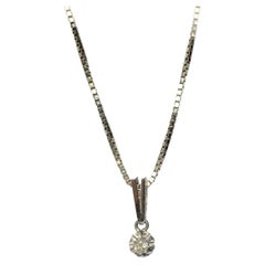 Vintage 18 Carat White Gold Diamond Drop Pendant Necklace