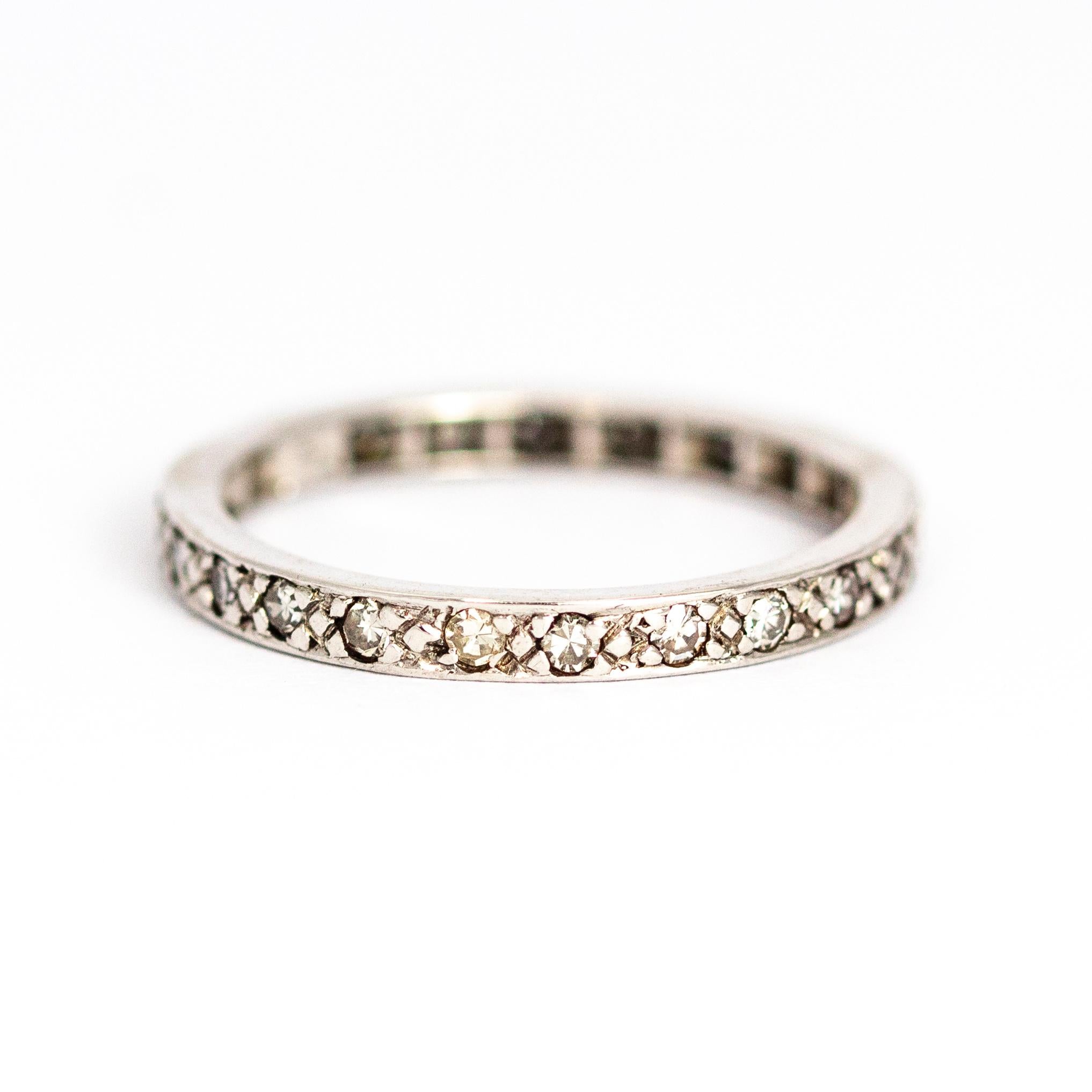 Vintage 18 Carat White Gold Diamond Full Eternity Band In Good Condition For Sale In Chipping Campden, GB