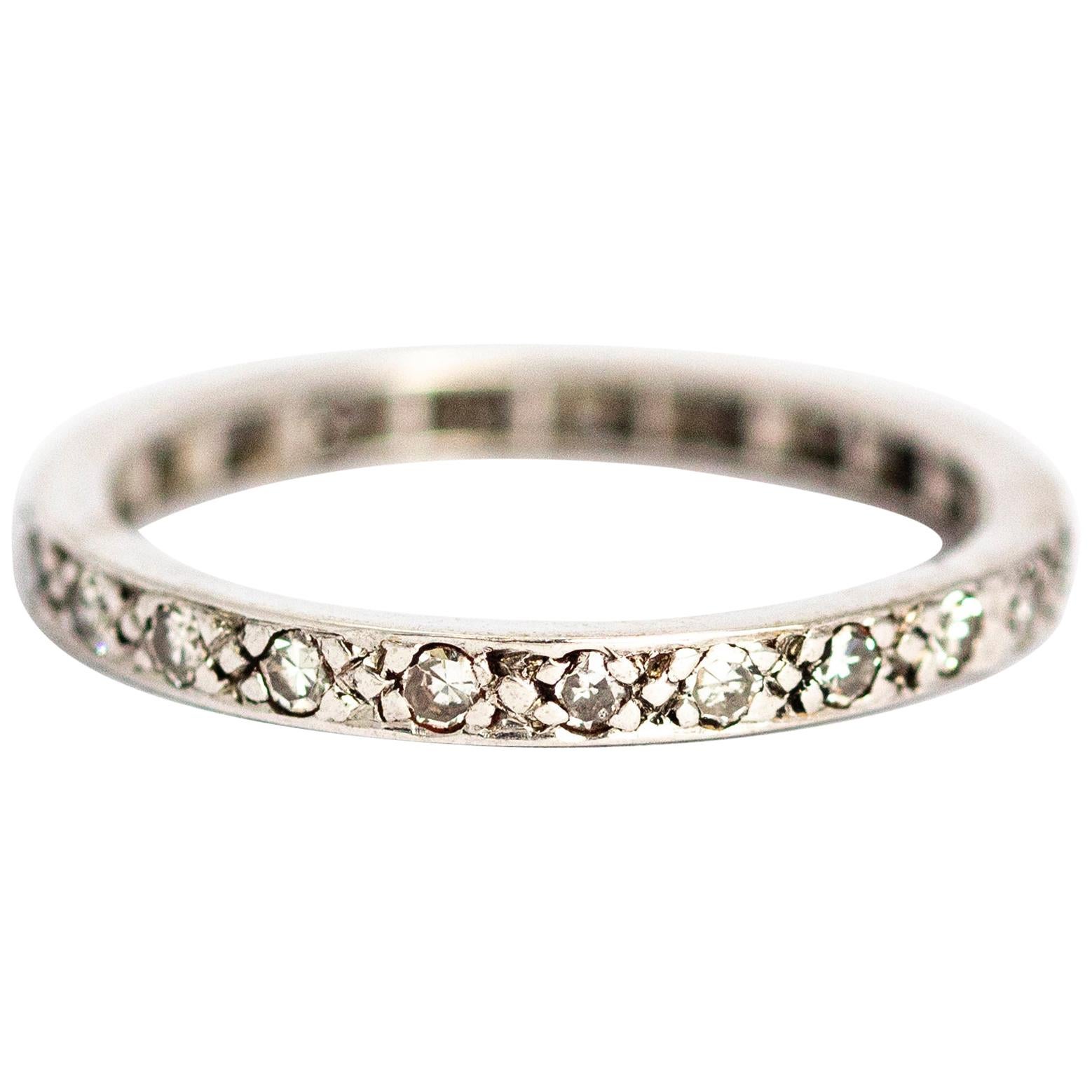 Vintage 18 Carat White Gold Diamond Full Eternity Band