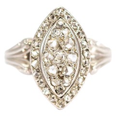 Vintage 18 Carat White Gold Diamond Marquise Ring