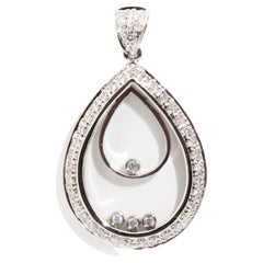 Vintage 18 Carat White Gold Double Teardrop Floating Diamond Pendant