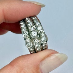 Vintage 18 Carat White Gold Multiple Row Diamond Half Eternity Band