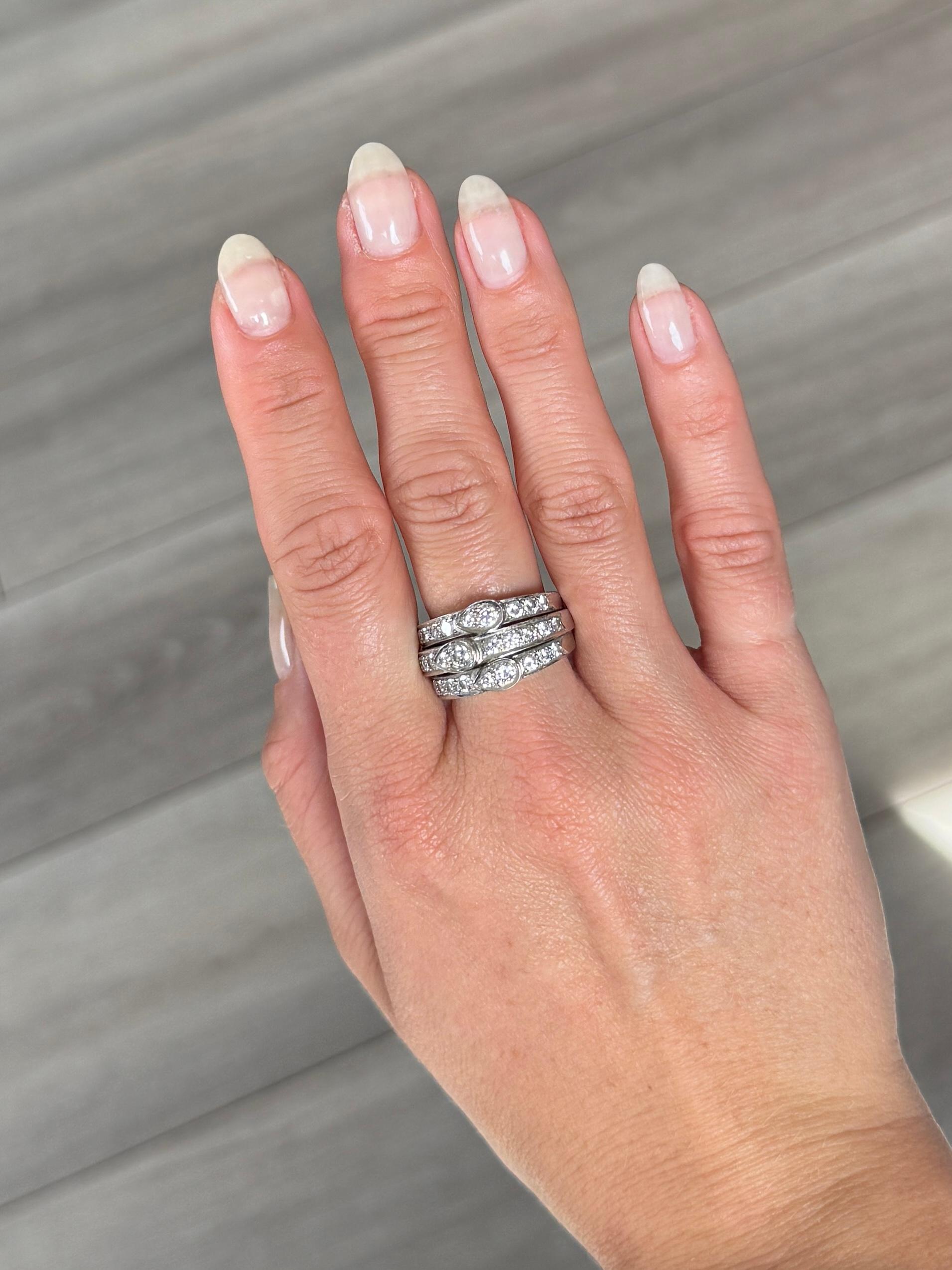 Vintage 18 Carat White Gold Multiple Row Diamond Half Eternity Band For Sale 1