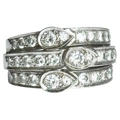Vintage 18 Carat White Gold Multiple Row Diamond Half Eternity Band