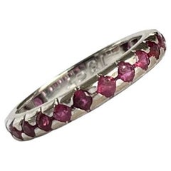 Antique 18 Carat White Gold Ruby Full Eternity Band Ring