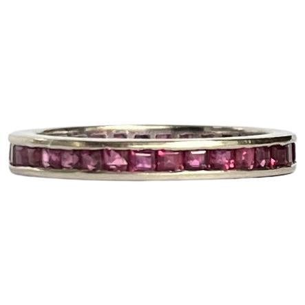Vintage 18 Carat White Gold Ruby Full Eternity Band Ring For Sale