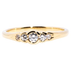 rubover ring Vintage 18 Carat Yellow Gold Rubover Set Diamond Five Stone Wedding Band Ring