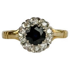 Vintage 18 Carat Yellow Gold Sapphire and Diamond Ring
