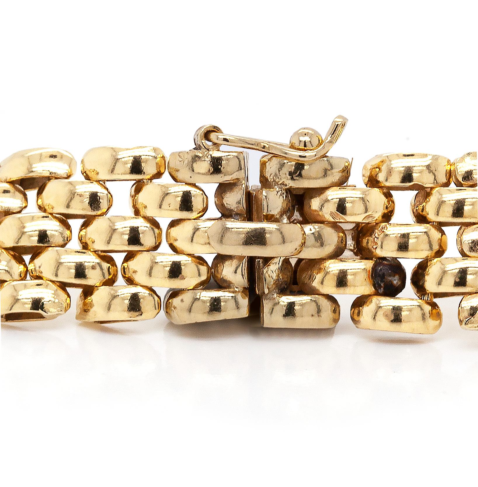 Bracelet et collier plat vintage à larges maillons de panthère en or jaune 18 carats Bon état à London, GB