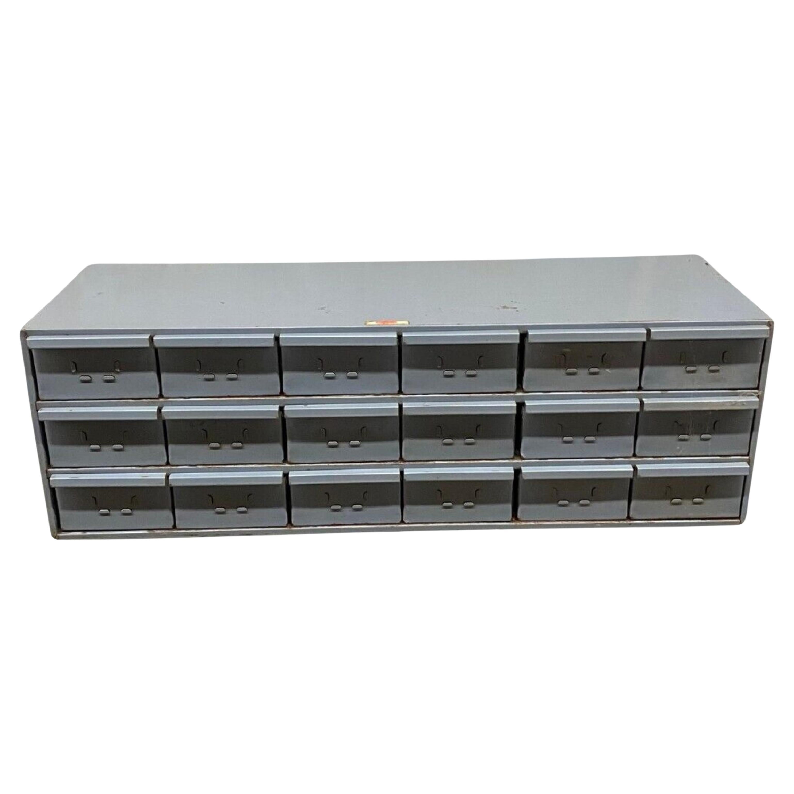 Vintage 18 Drawer Steel Metal Industrial Storage Tool Small Parts Cabinet For Sale