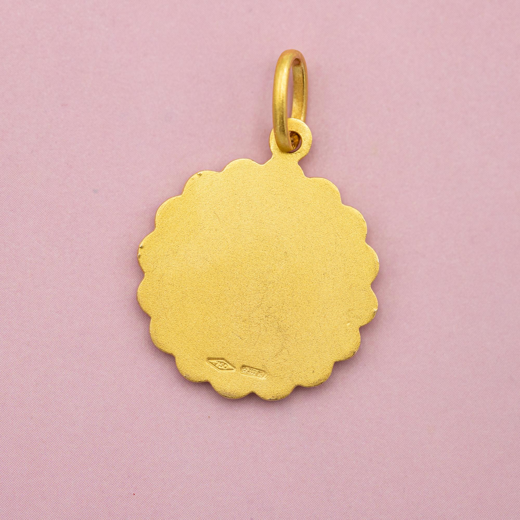 Modern Vintage 18 k Italian zodiac charm pendant - Aquarius charm - solid yellow gold