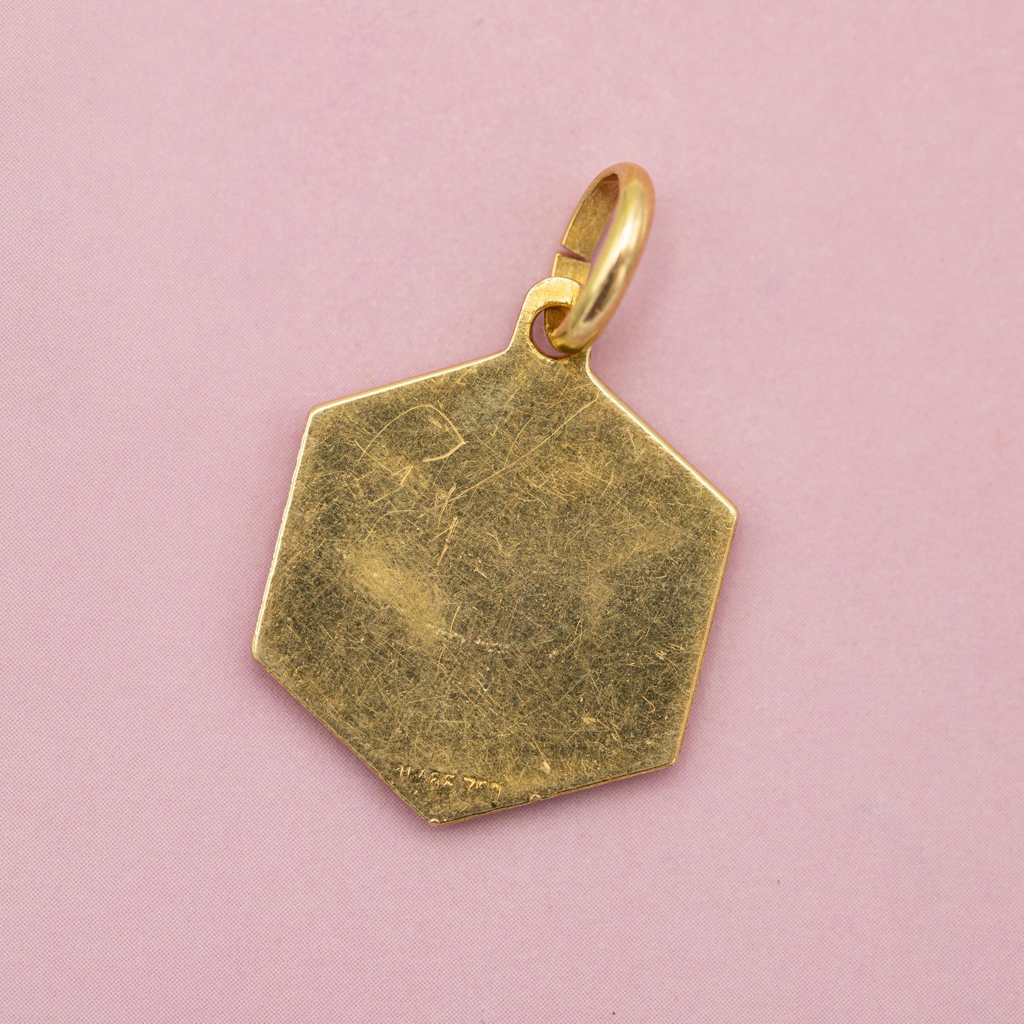 Modern Vintage 18 k Italian zodiac charm pendant - Aries charm - solid yellow gold For Sale