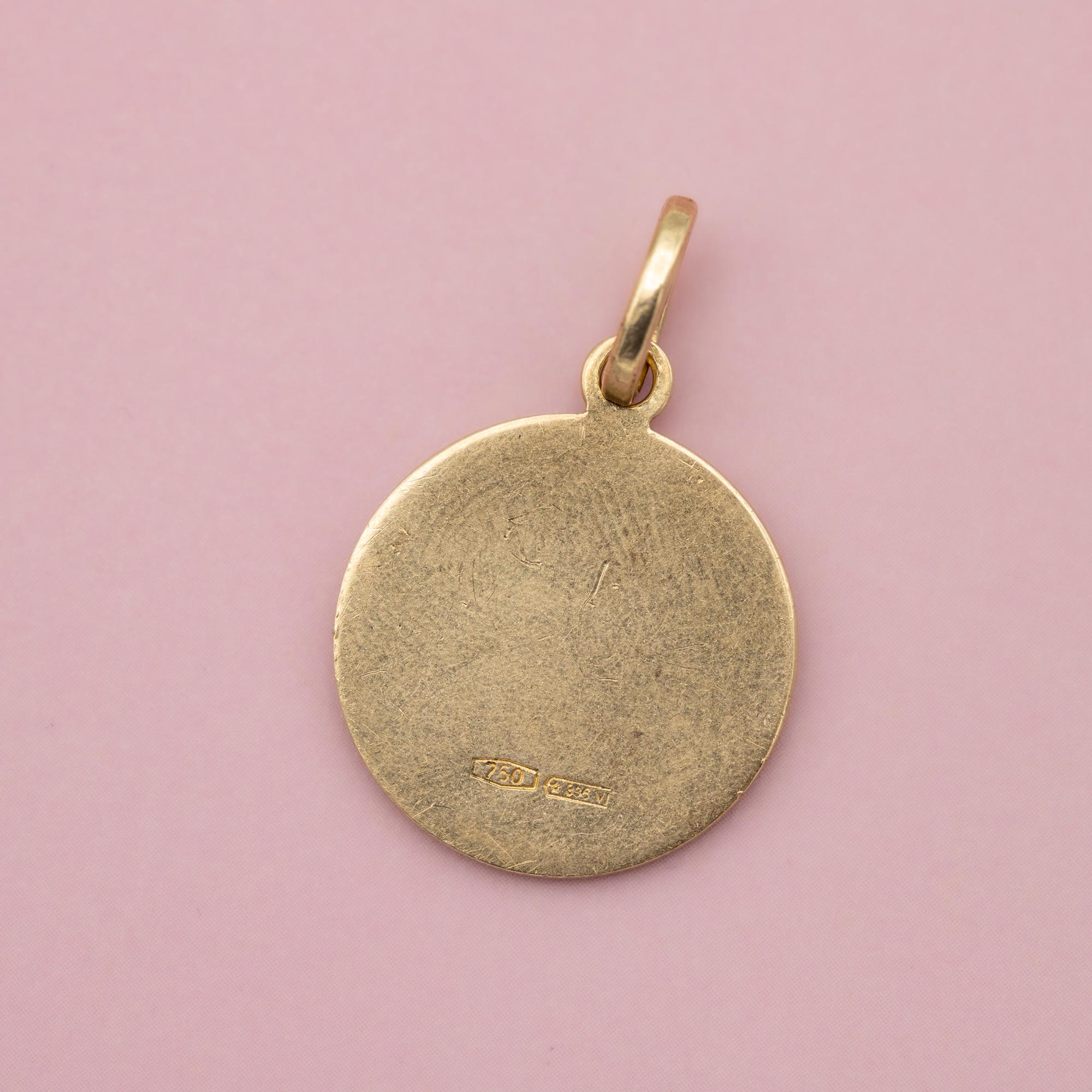 Vintage 18 k Italian zodiac pendant - Leo charm - solid yellow gold - Star sign 2