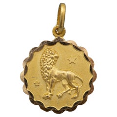 Vintage 18 k Italienisch Zodiac Anhänger - Leo Charme - massivem Gelbgold - Sternzeichen