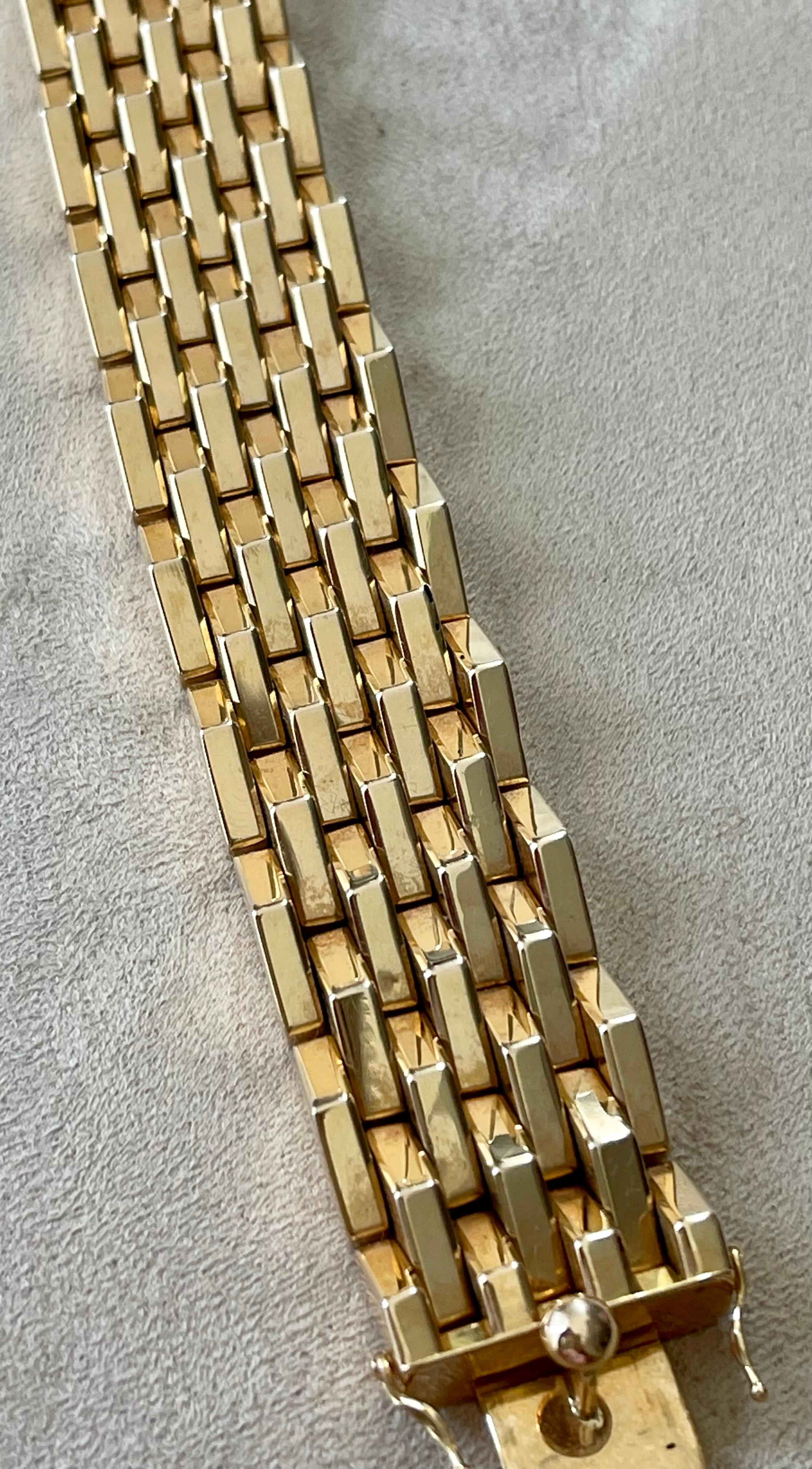 Post-War Vintage 18 K Rose Gold Tank Style High Polish Gold Link Bracelet