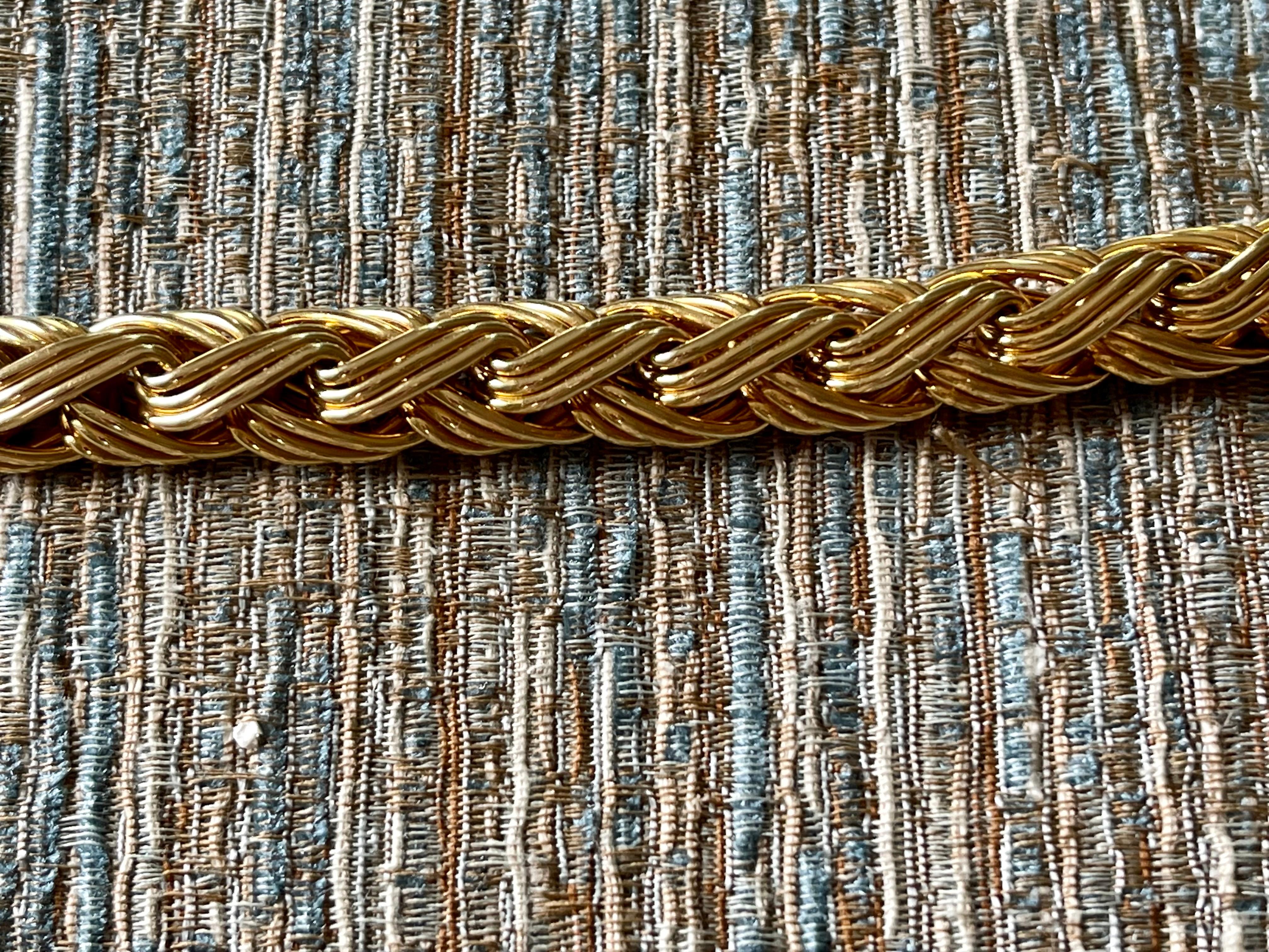 Vintage 18 K Yellow Gold Cable Knit Neckalce and Bracelet Signed Meister Zurich For Sale 4