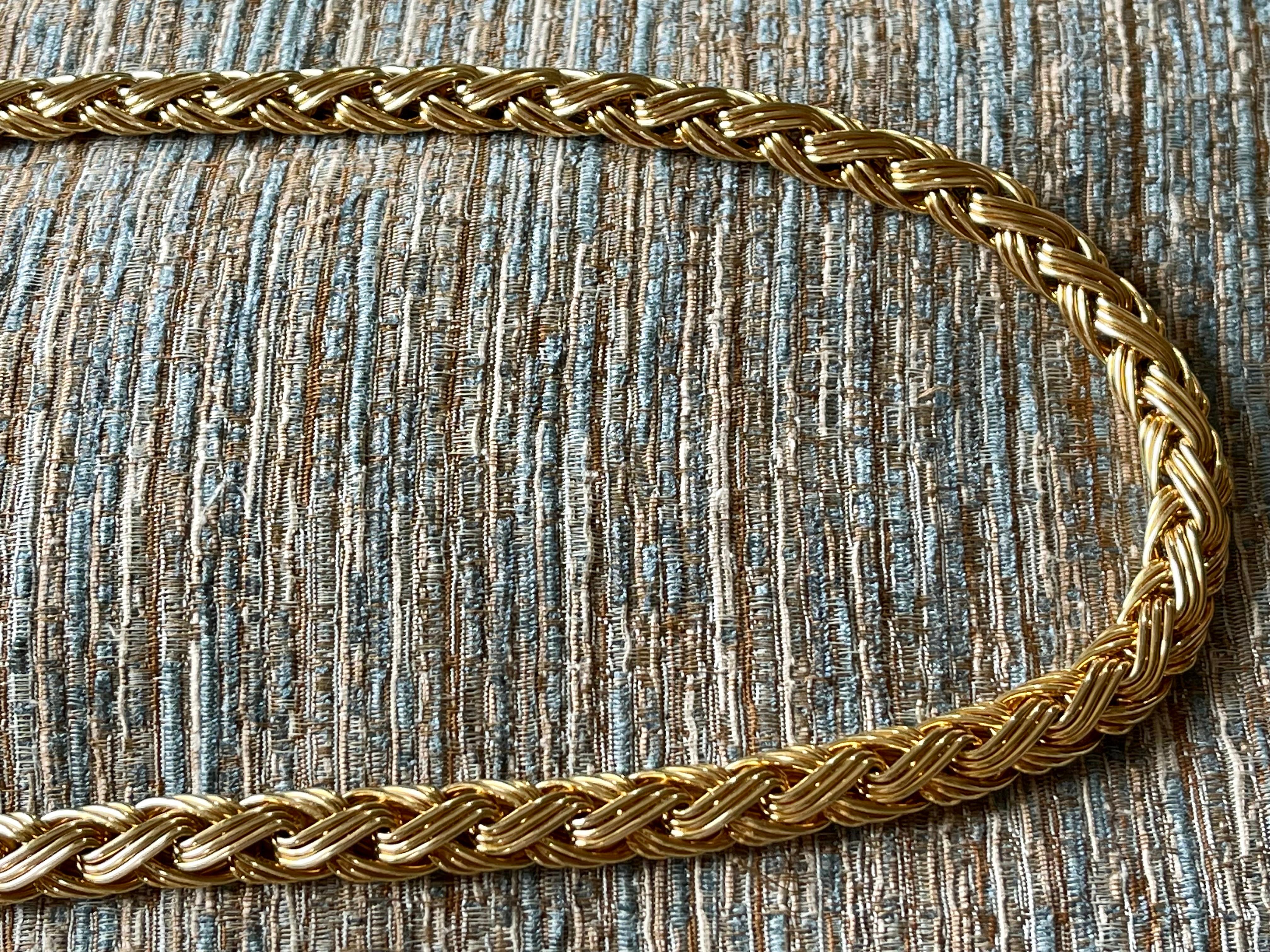 Vintage 18 K Yellow Gold Cable Knit Neckalce and Bracelet Signed Meister Zurich For Sale 5