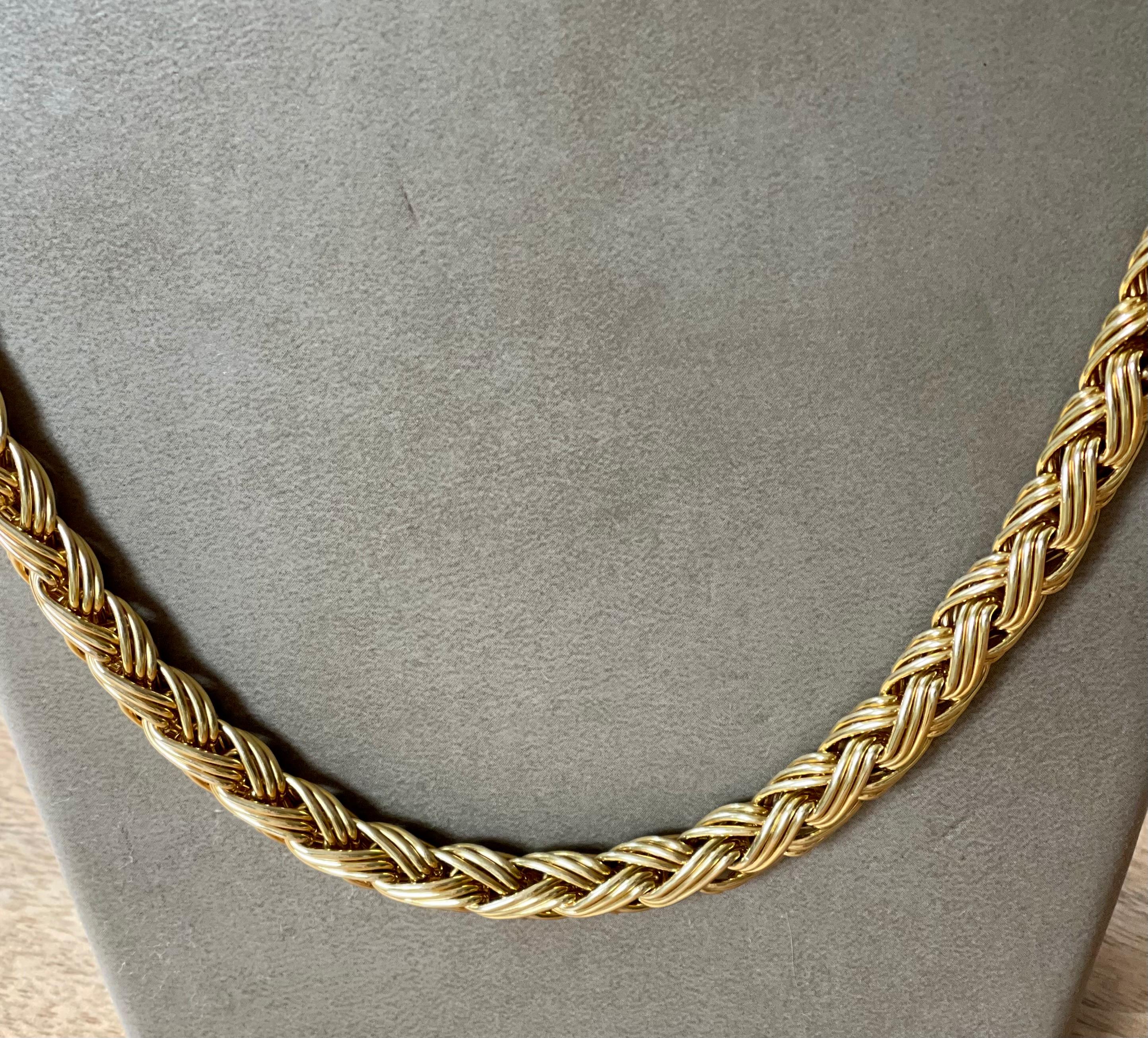 Vintage 18 K Yellow Gold Cable Knit Neckalce and Bracelet Signed Meister Zurich For Sale 6