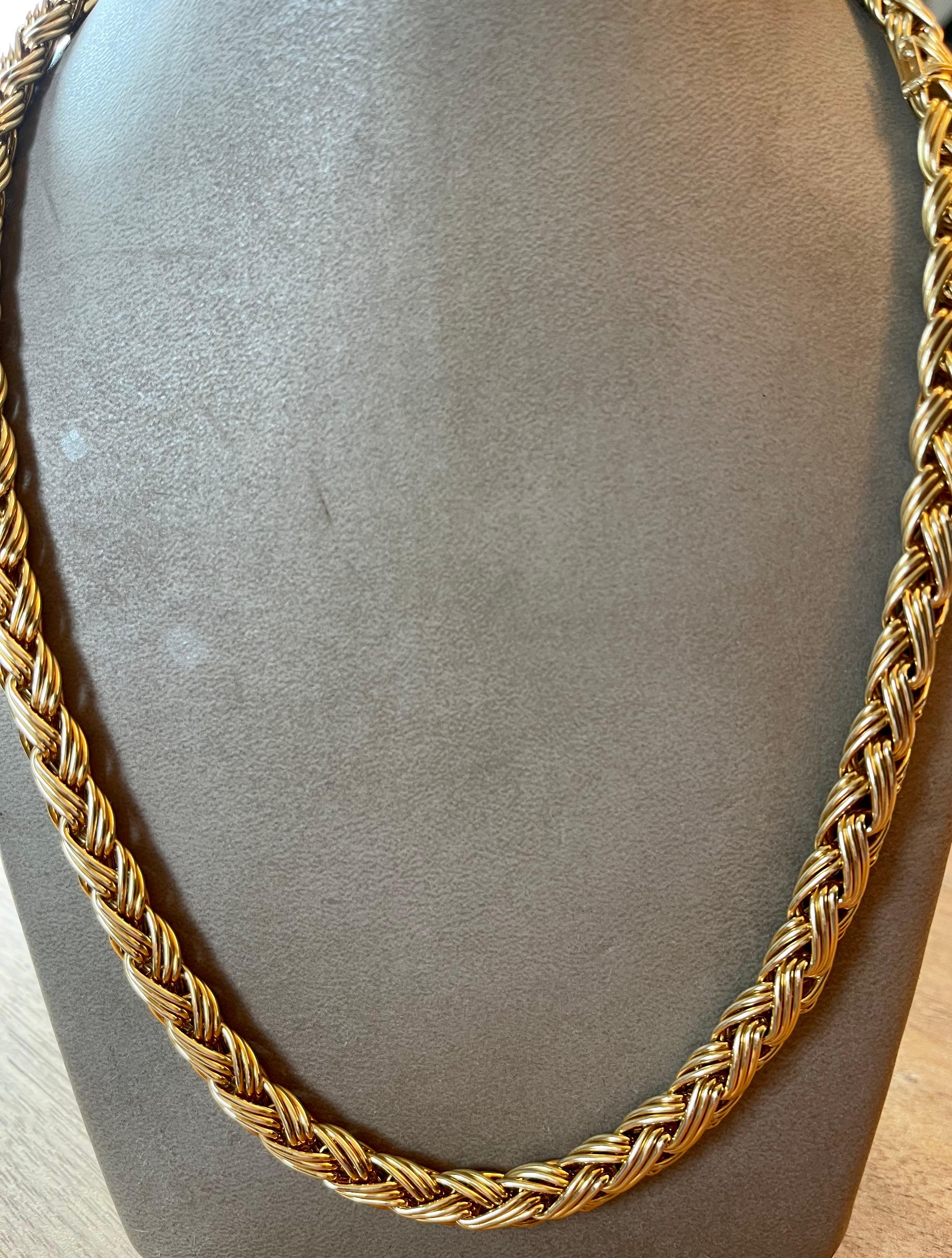 Vintage 18 K Yellow Gold Cable Knit Neckalce and Bracelet Signed Meister Zurich For Sale 9