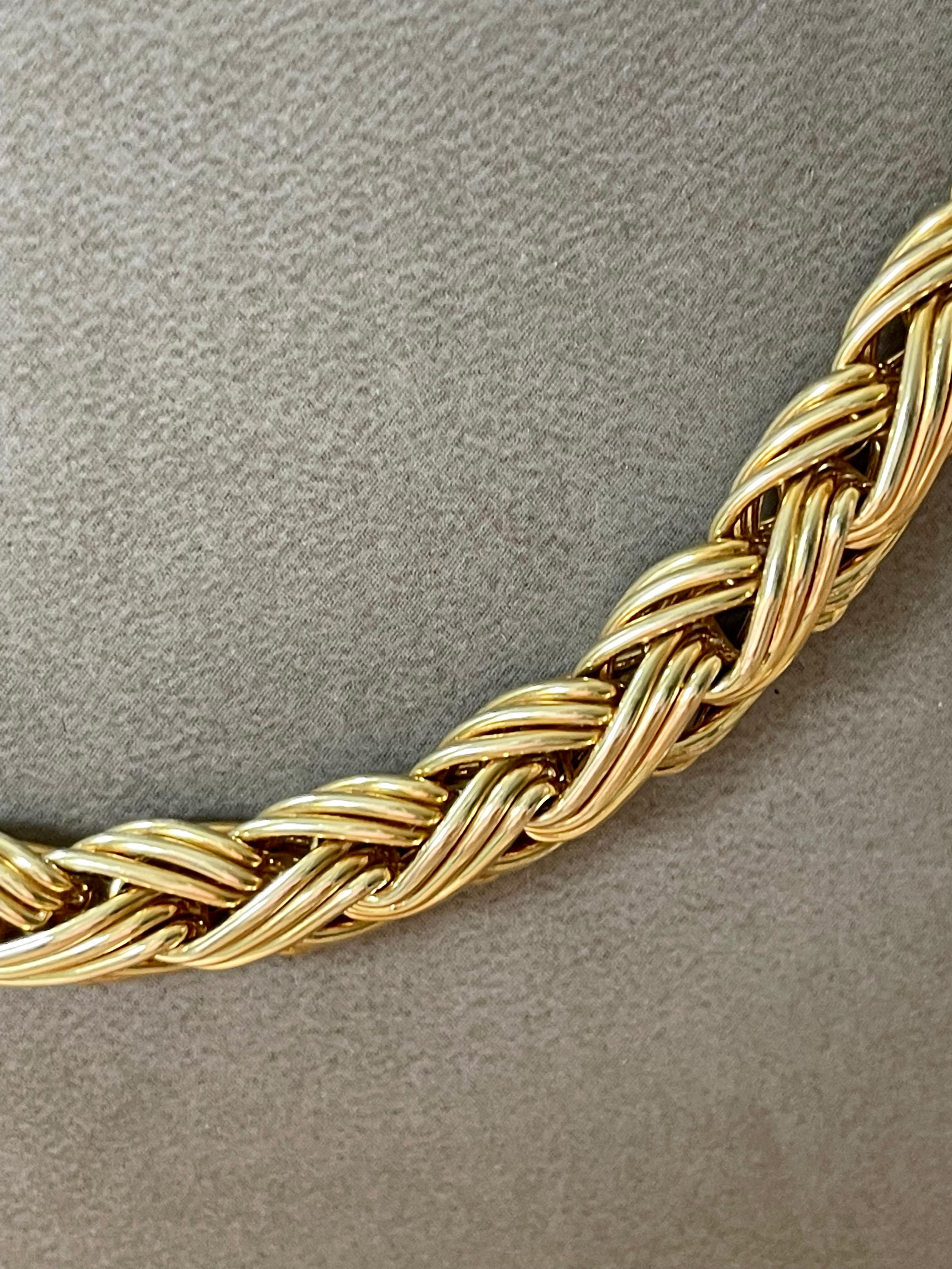 Contemporary Vintage 18 K Yellow Gold Cable Knit Neckalce and Bracelet Signed Meister Zurich For Sale