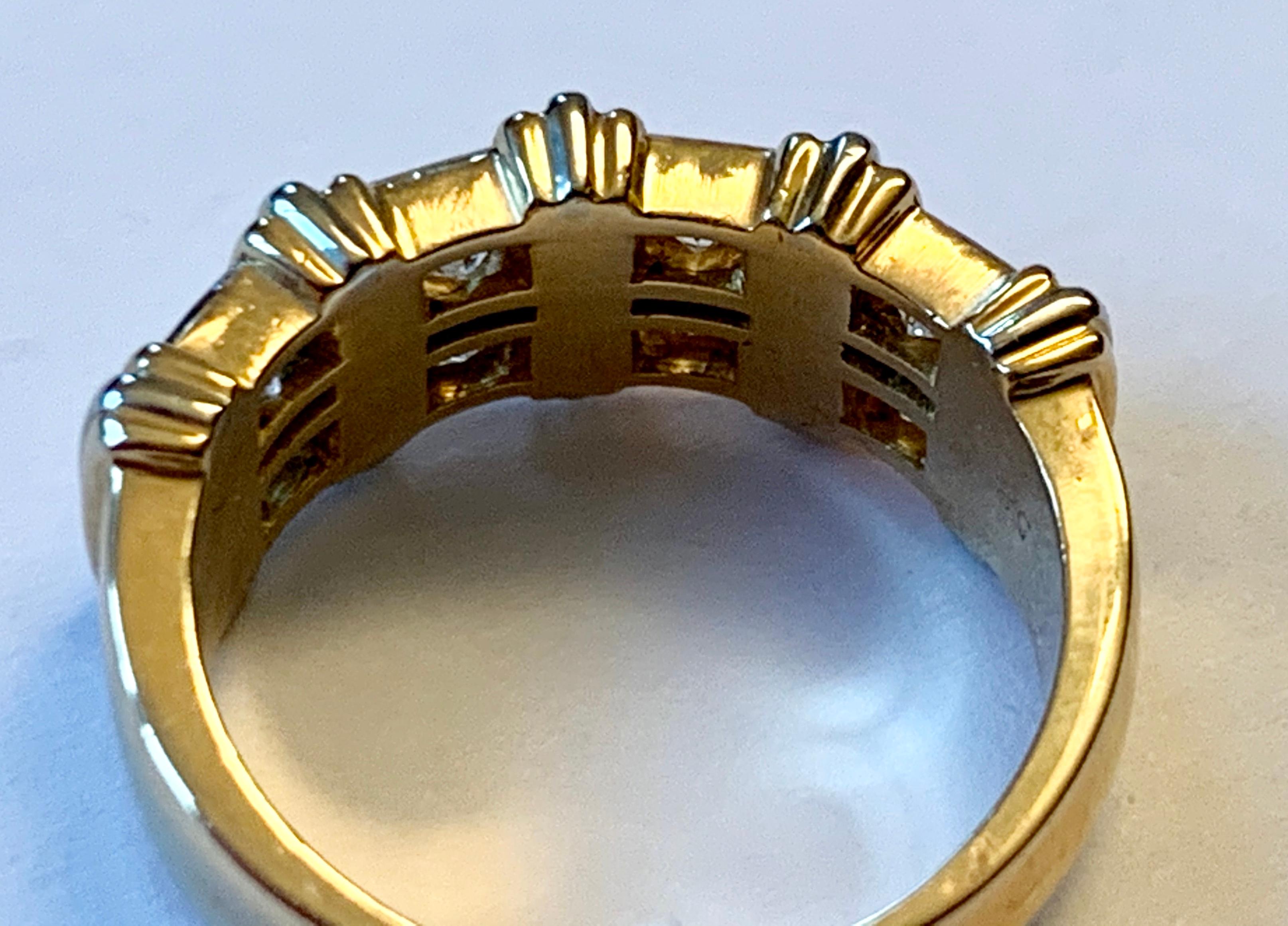Contemporary Vintage 18 Karat Yellow Gold Cartier Ring with Princess Cut Diamonds