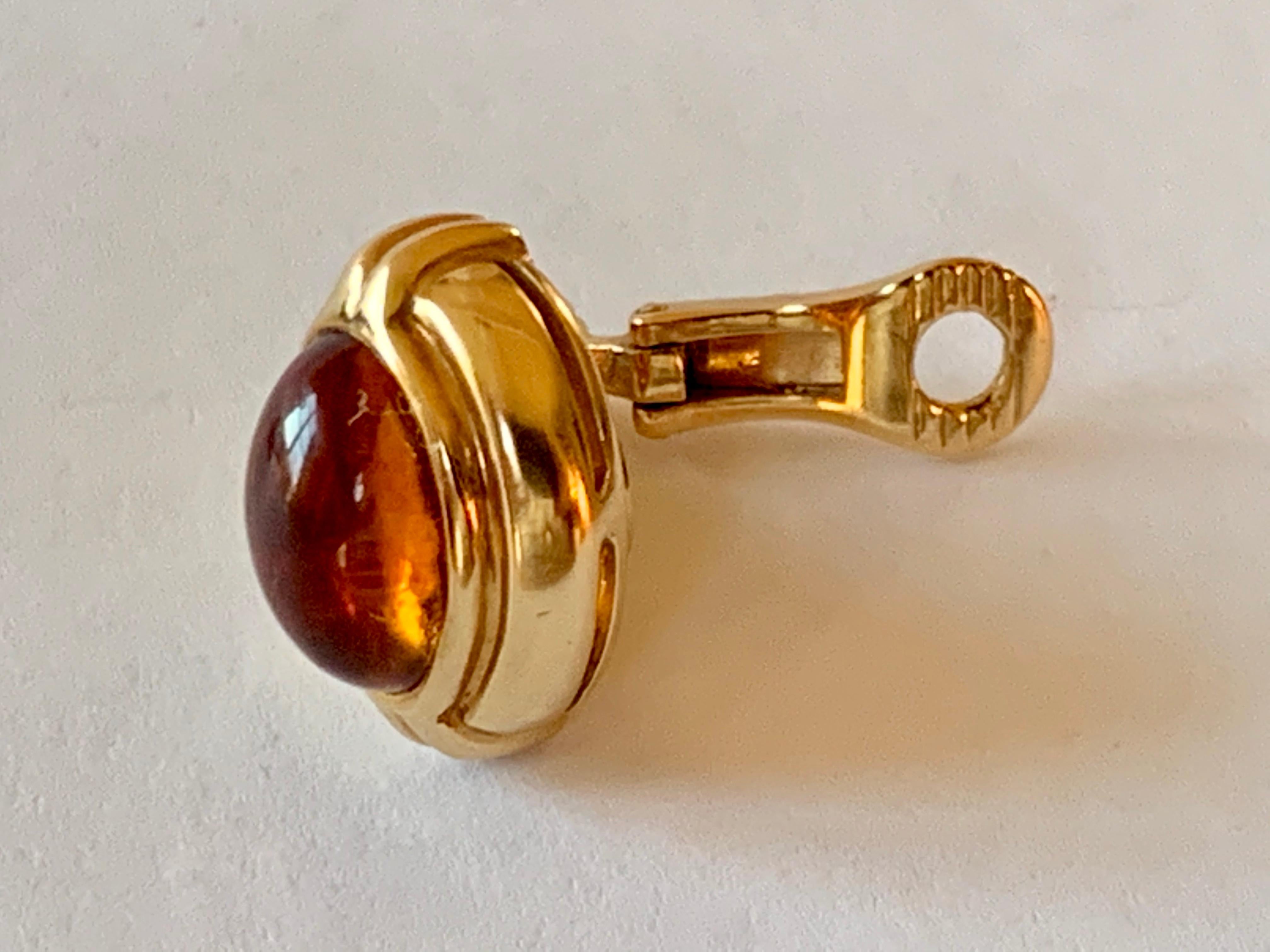 Vintage 18 Karat Yellow Gold Citrine Earclips, Signed Bulgari 2