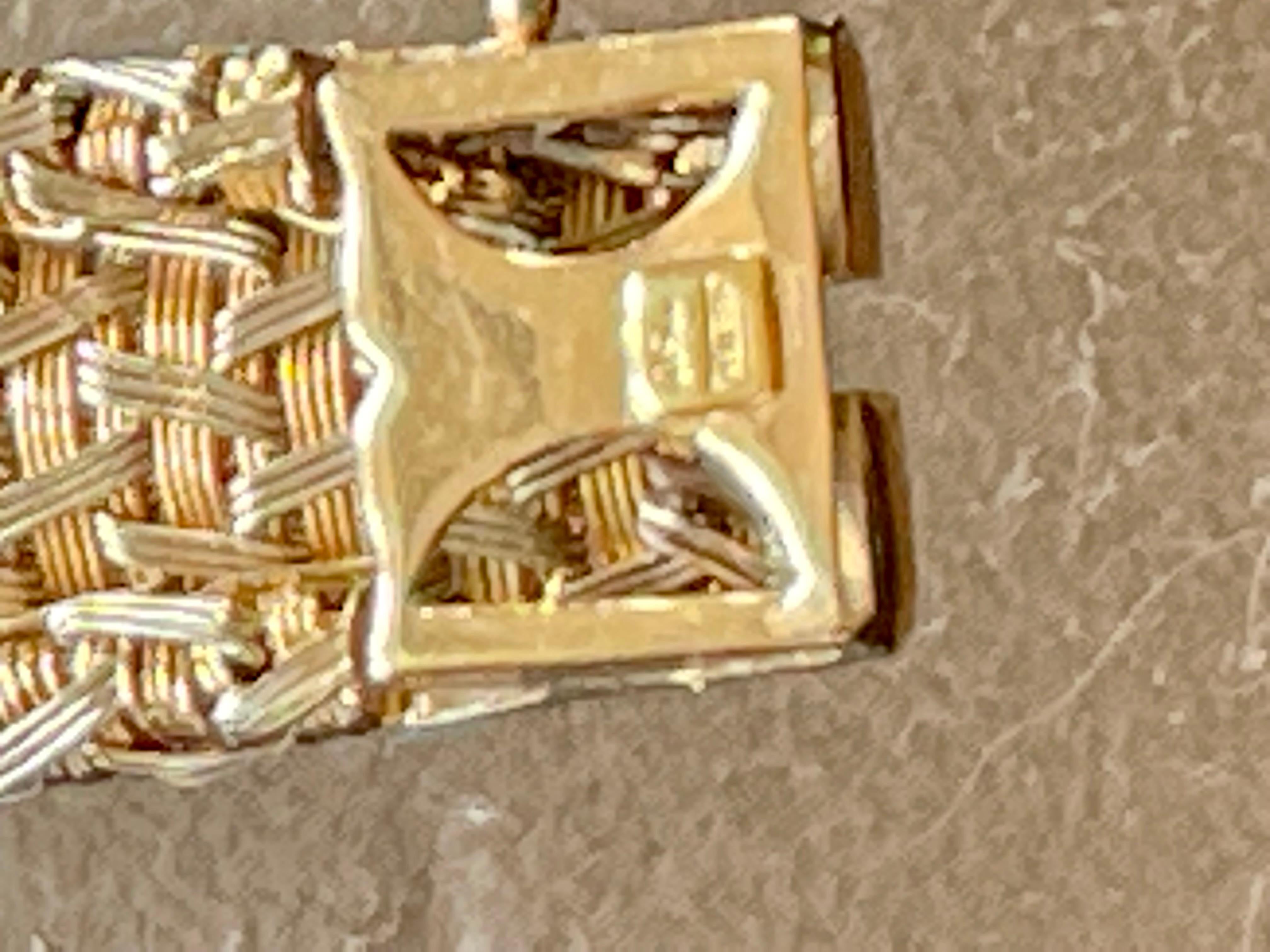Vintage 18 K Gelbgold Diamant Mesh Armband Signiert Meister Zürich im Angebot 5