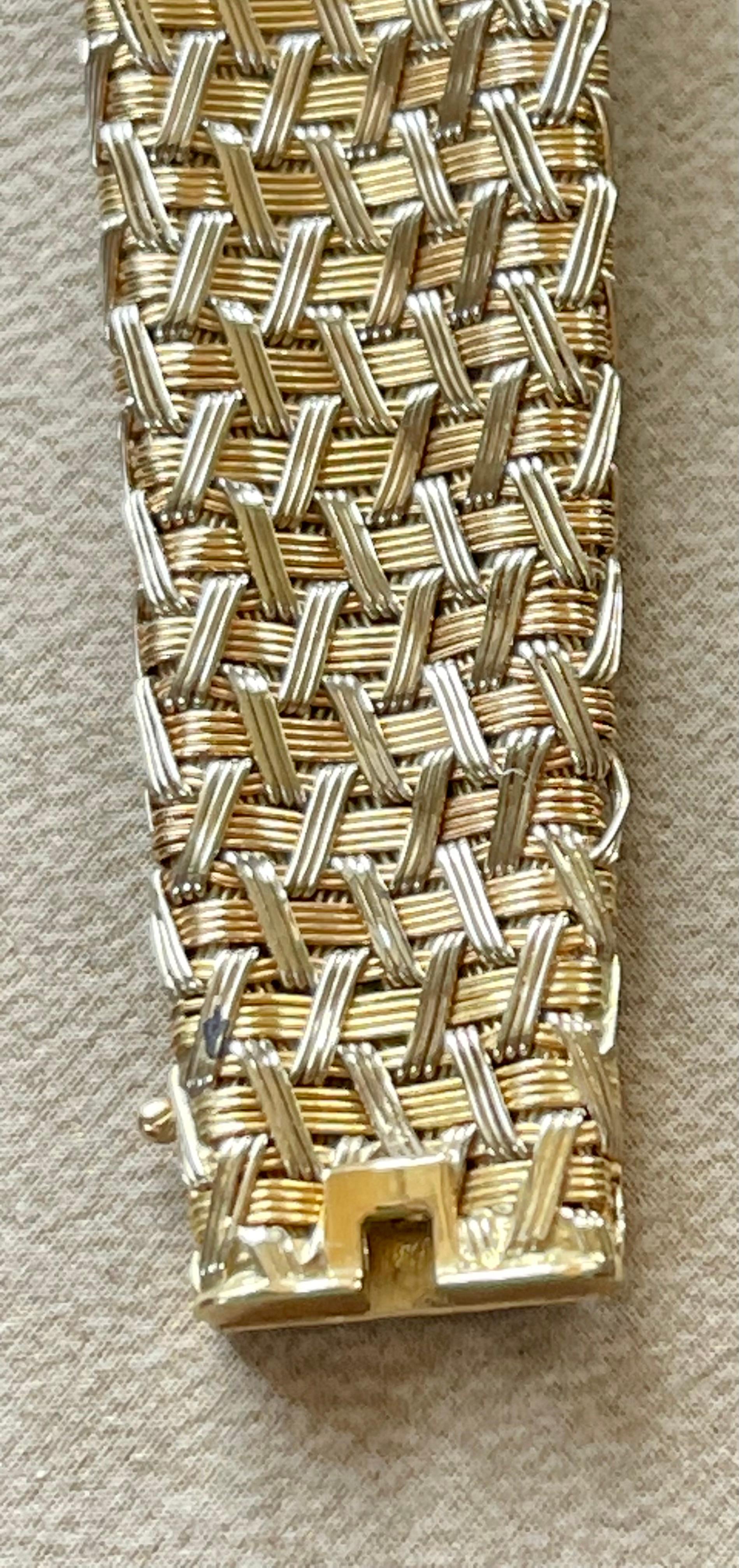 Vintage 18 K Yellow Gold Diamond Mesh Bracelet Signed Meister Zurich For Sale 7