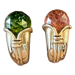 18 K Gelbgold Ohrclips Bulgari Torumaline Peridot Füllhorn-Ohrringe, Vintage