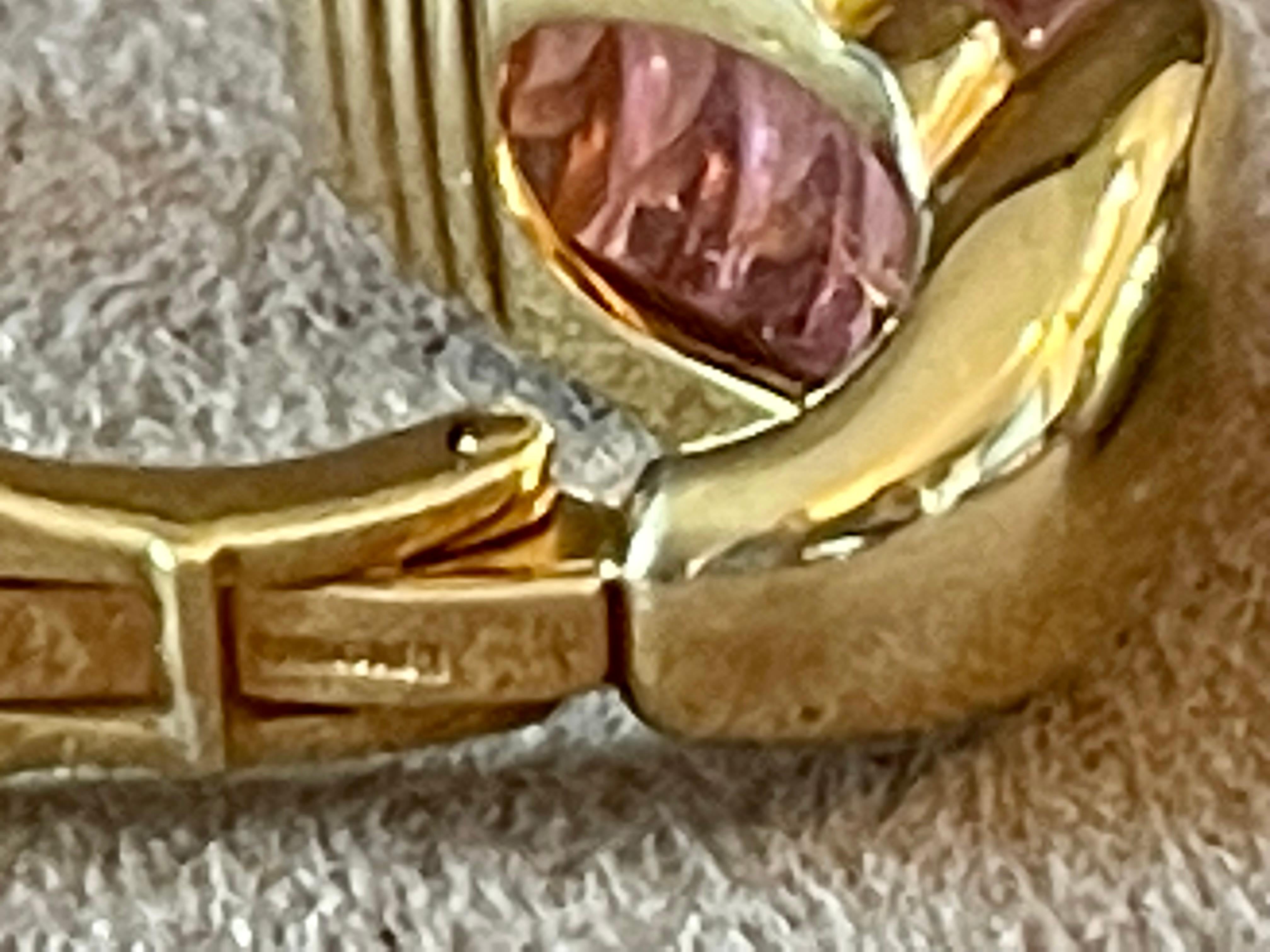 Vintage 18 K yellow Gold earclips with engraved pink Tourmaline by Bulgari 1