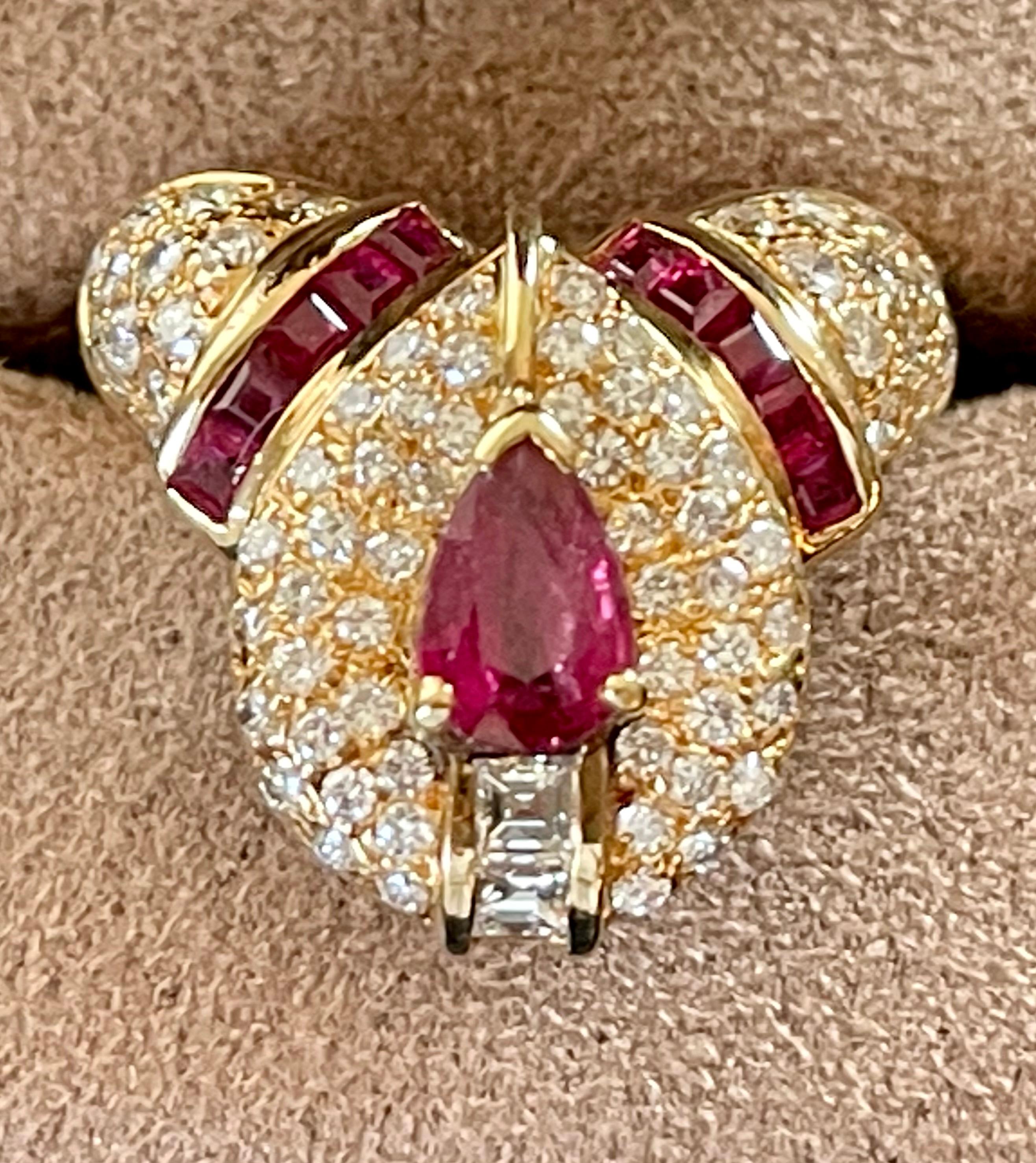 Vintage 18 K Yellow Gold Ruby Diamond Ring For Sale 5